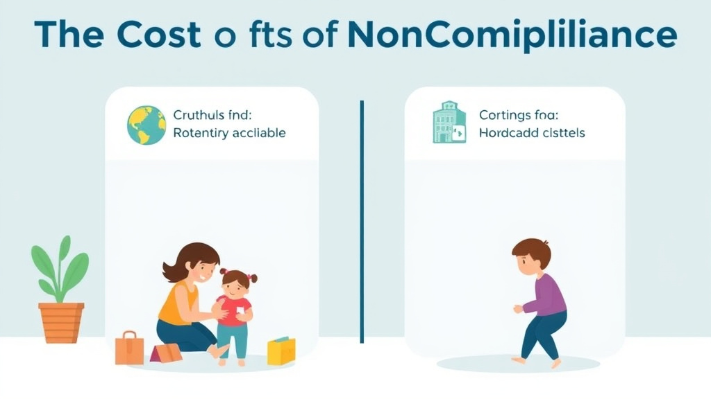 Implementation roadmap for cost of Non-Compliance for Childcare Centers with actionable steps
