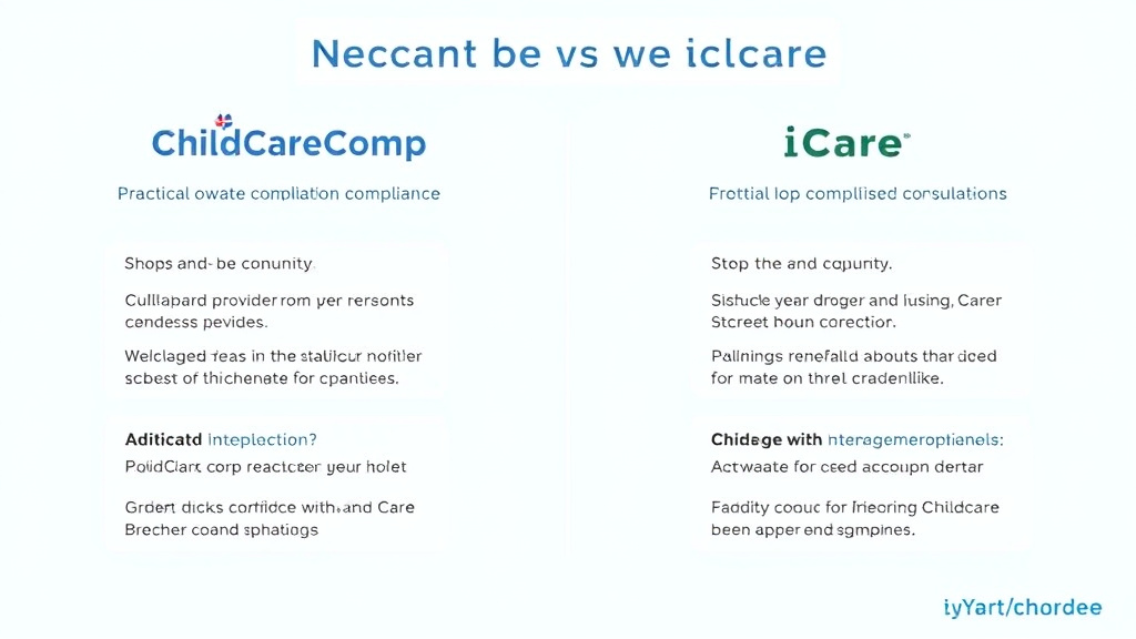 Action-oriented illustration showing how to apply childCareComp vs iCare Software: Compliance Features