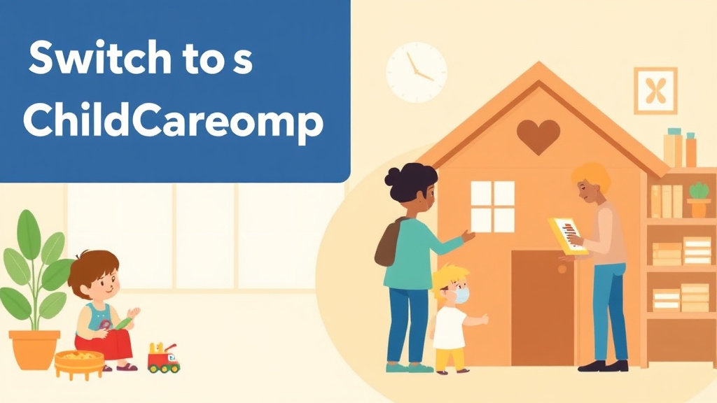 Visual overview of switching to ChildCareComp: Migration Guide for Childcare Centers with key concepts highlighted