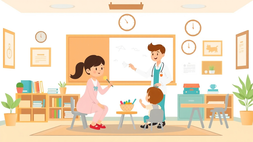A professional illustration depicting classroom Display and Decoration Safety in Childcare