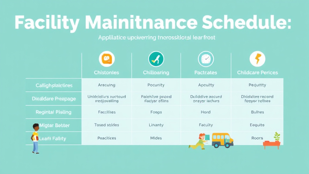 Action-oriented illustration showing how to apply facility Maintenance Schedule for Childcare Centers
