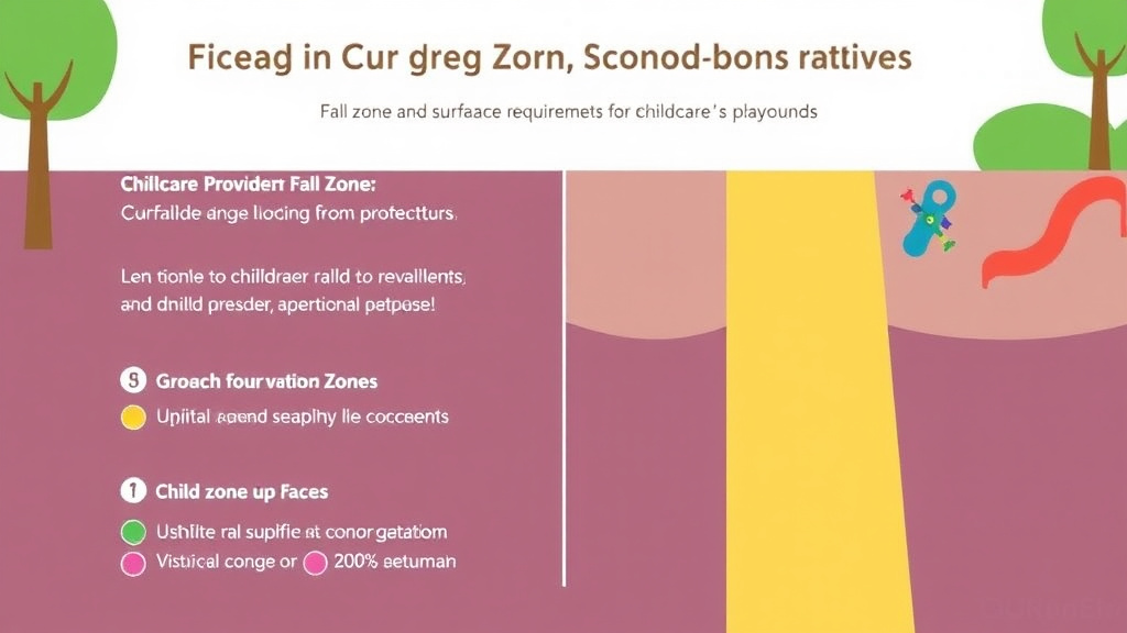 Action-oriented illustration showing how to apply fall Zone and Surfacing Requirements for Childcare Playgrounds