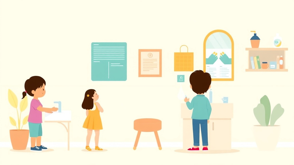 Visual overview of hand Washing Station Requirements for Childcare with key concepts highlighted