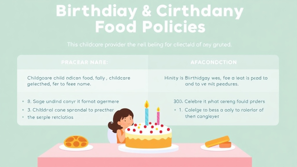 Practical checklist visual for birthday and Celebration Food Policies for Childcare