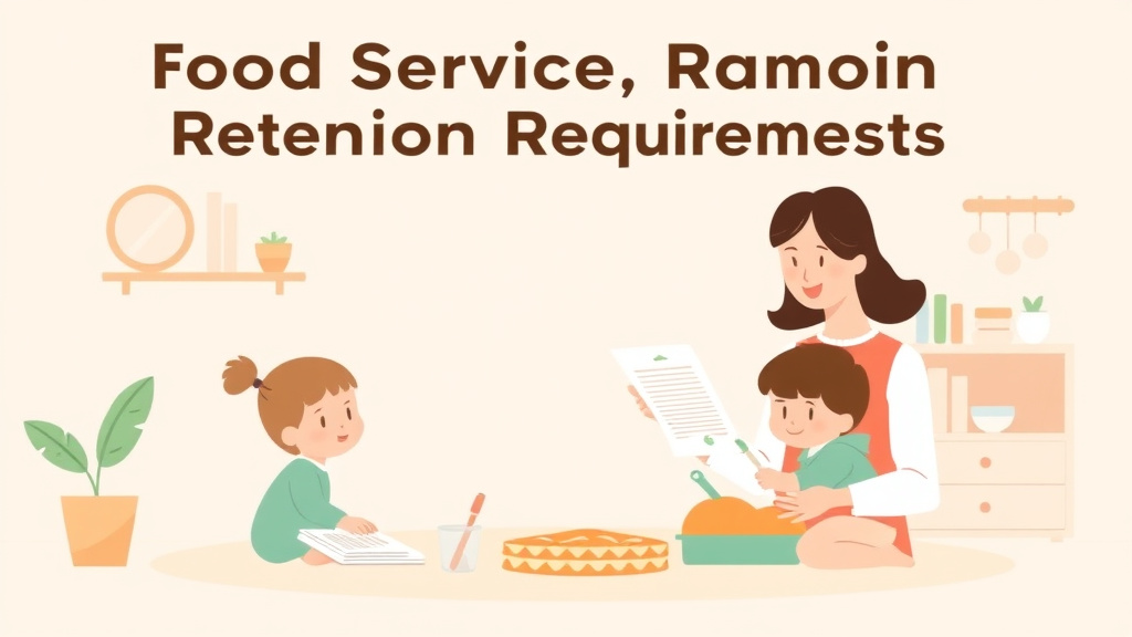 Visual overview of food Service Record Retention Requirements for Childcare with key concepts highlighted