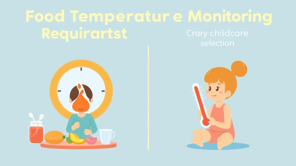 Clear illustration of food Temperature Monitoring Requirements for Childcare with supporting details