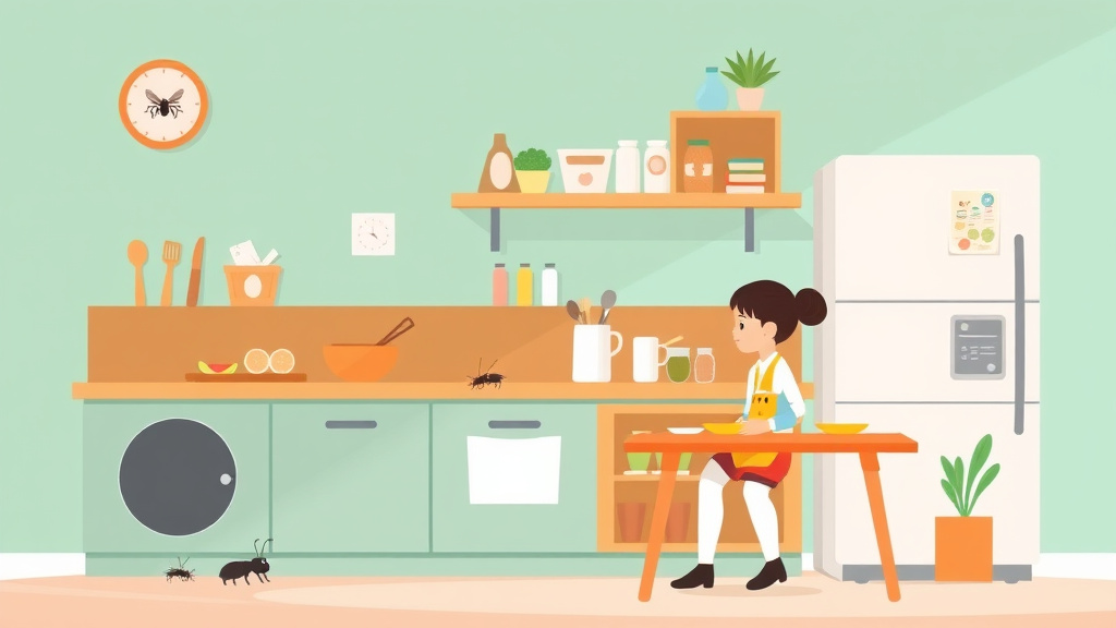 An informative visual explaining pest Control in Childcare Kitchen and Food Storage Areas for beginners and professionals