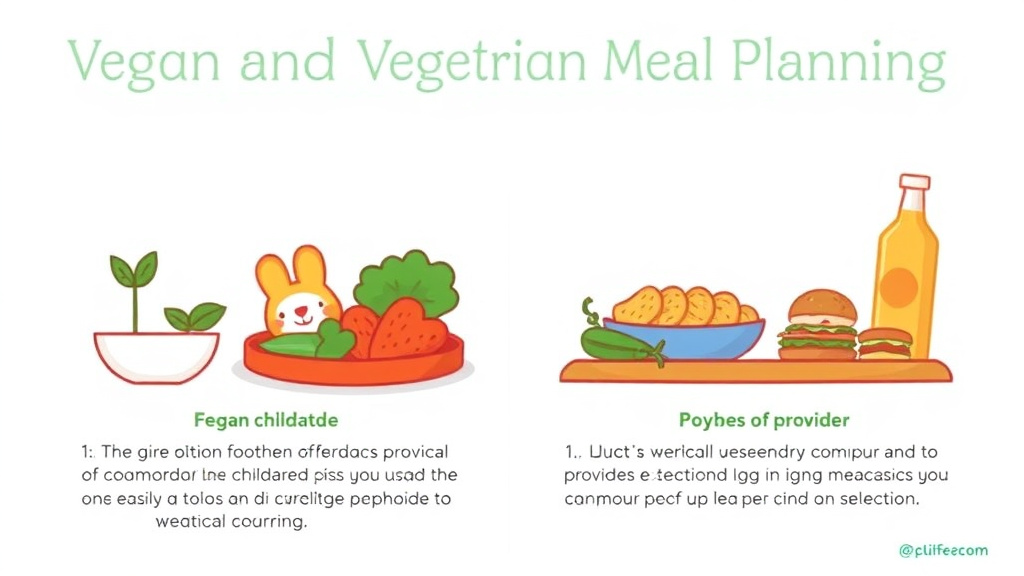 Action-oriented illustration showing how to apply vegan and Vegetarian Meal Planning for Childcare