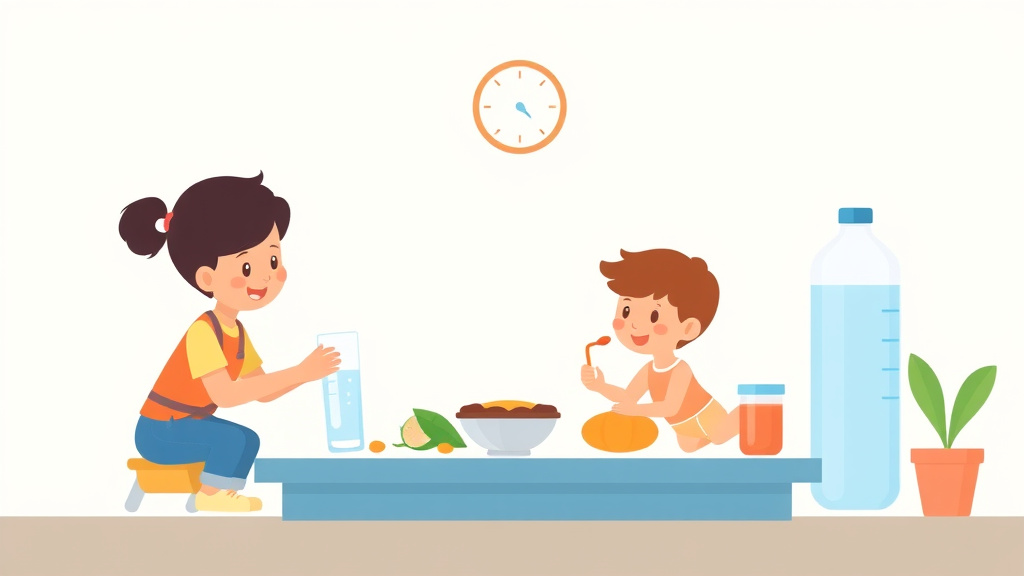 A professional illustration depicting water Testing for Childcare Food Service