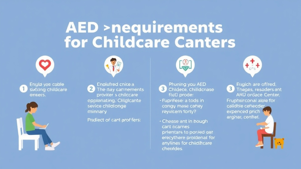 Action-oriented illustration showing how to apply AED Requirements for Childcare Centers