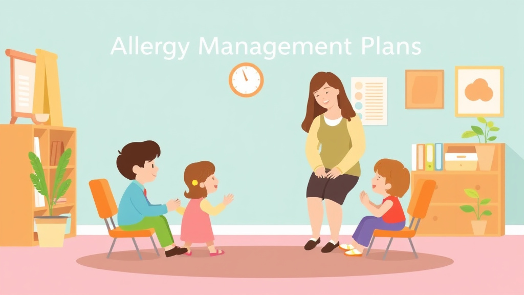 Educational graphic covering the essentials of allergy Management Plans for Childcare Centers