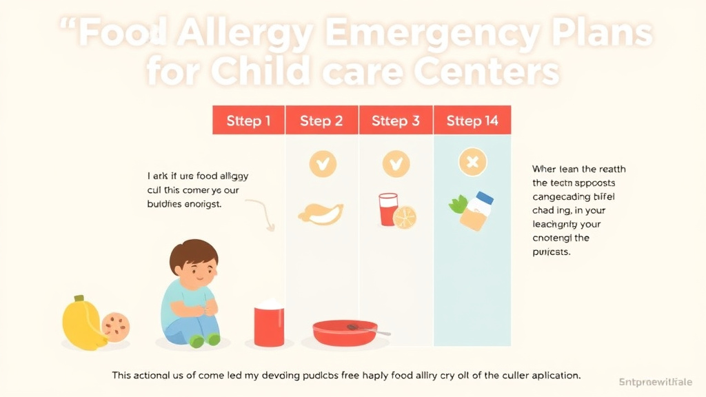 Action-oriented illustration showing how to apply food Allergy Emergency Plans for Childcare Centers