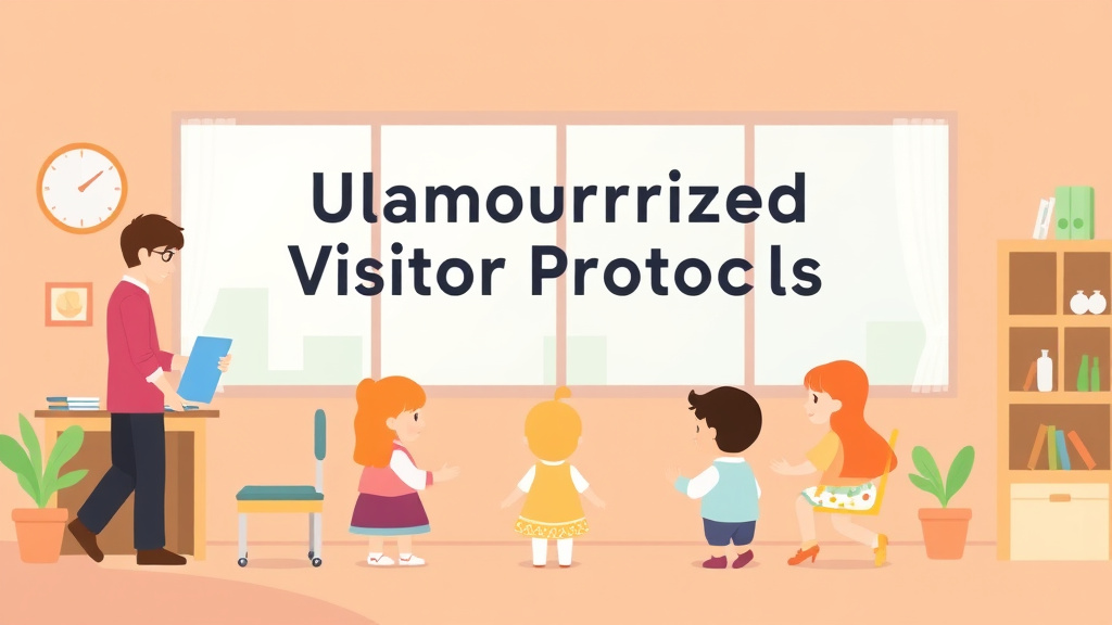 Educational graphic covering the essentials of unauthorized Visitor Protocols for Childcare Centers