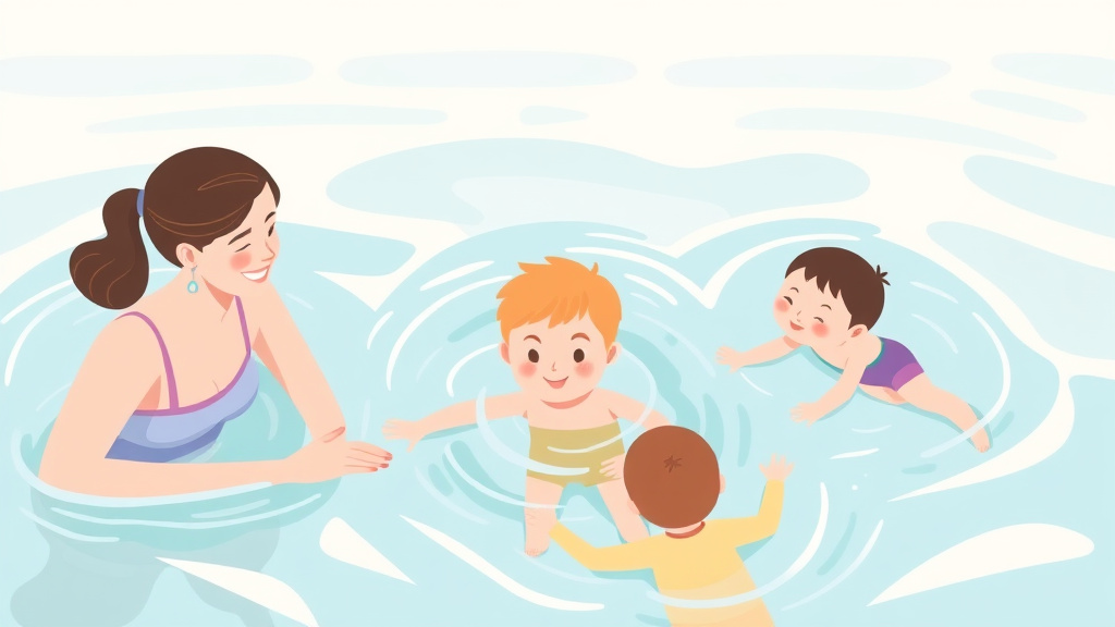 Clear illustration of swimming and Water Activity Safety for Childcare with supporting details