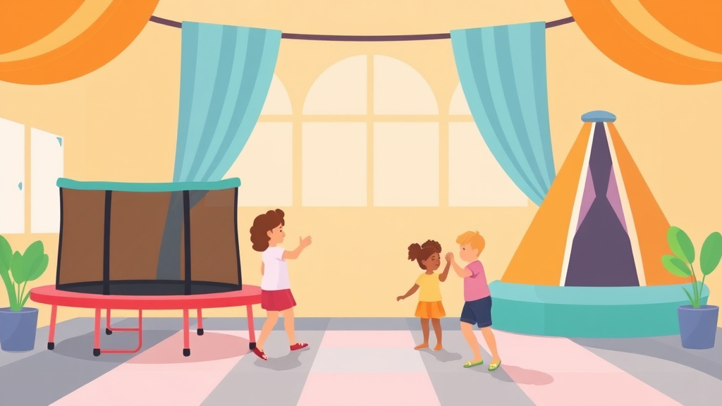 A professional illustration depicting trampoline and Bounce House Policies for Childcare