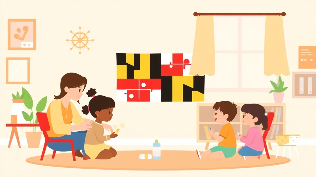 A professional illustration depicting medication Administration Rules for Childcare in Maryland