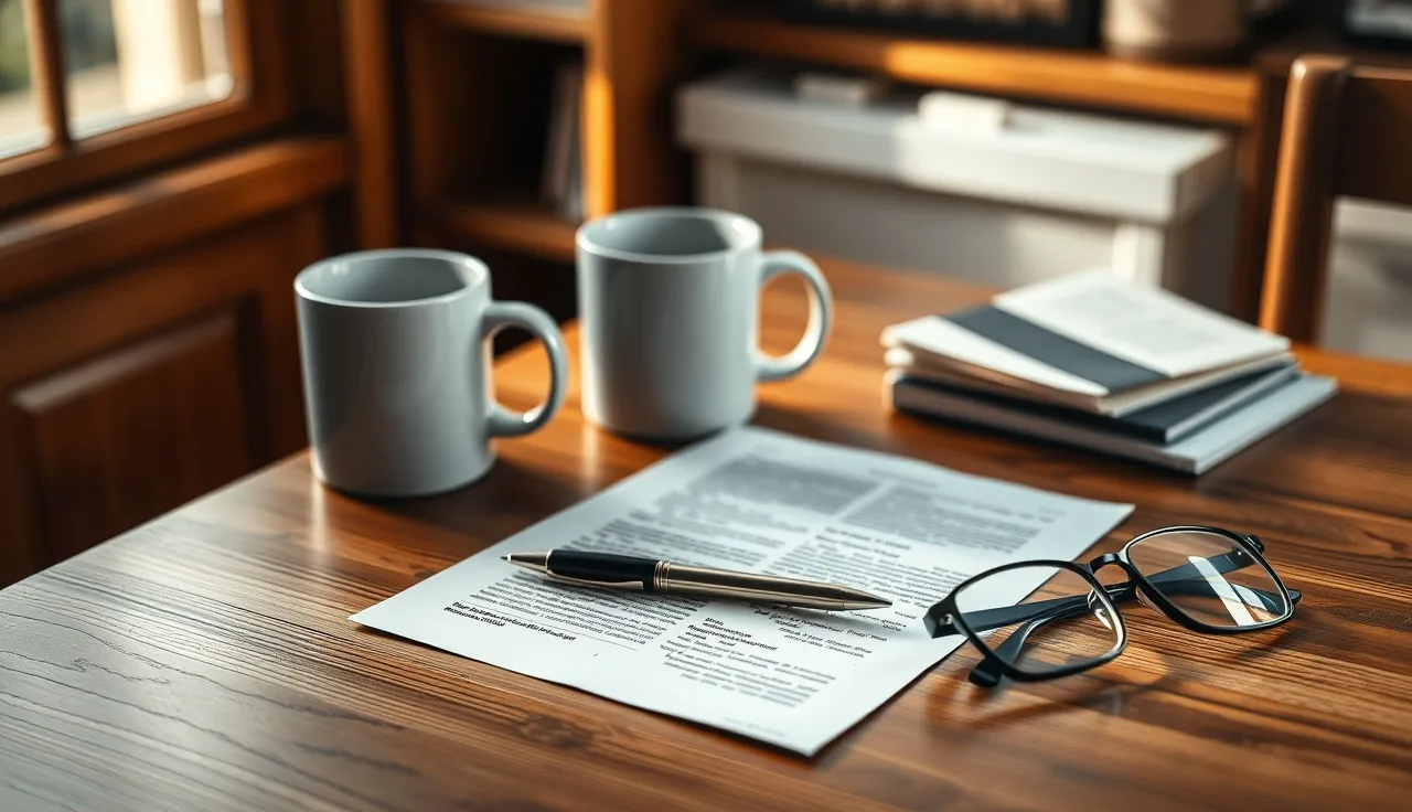 Unsigned family daycare contract pages on a kitchen table with a pen