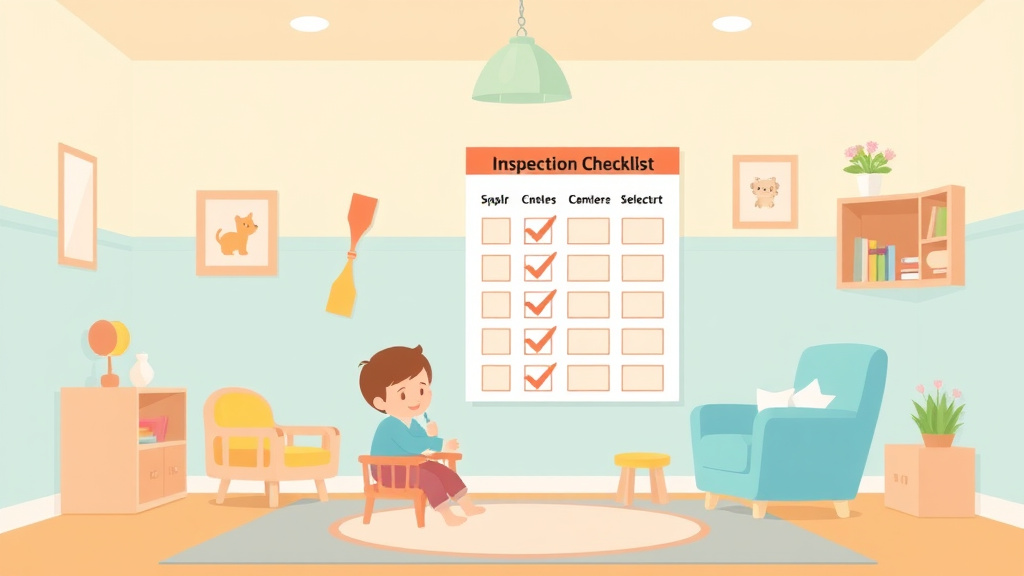 A professional illustration depicting infant Room Inspection Checklist for Childcare Centers