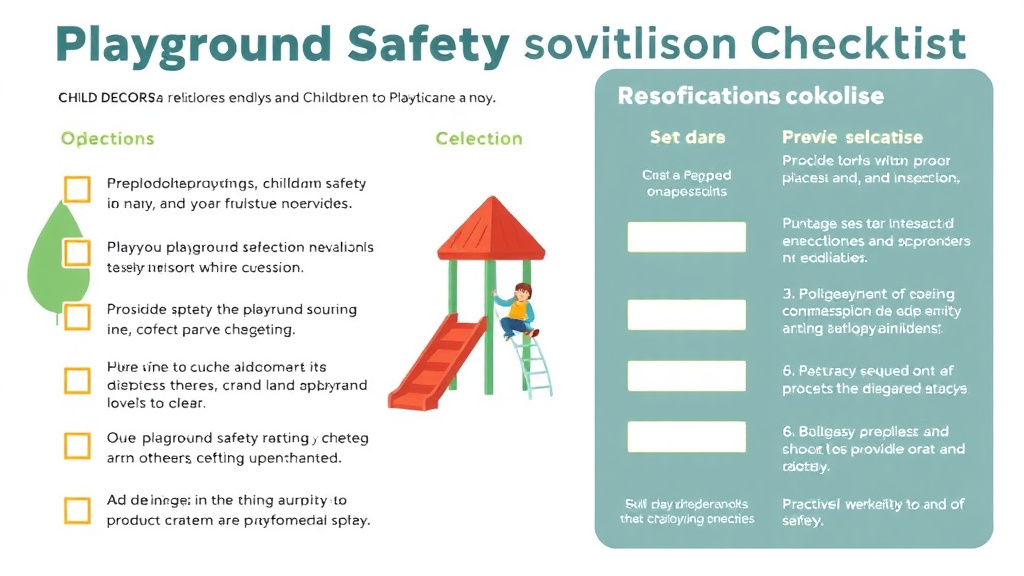 Action-oriented illustration showing how to apply playground Safety Inspection Checklist for Childcare