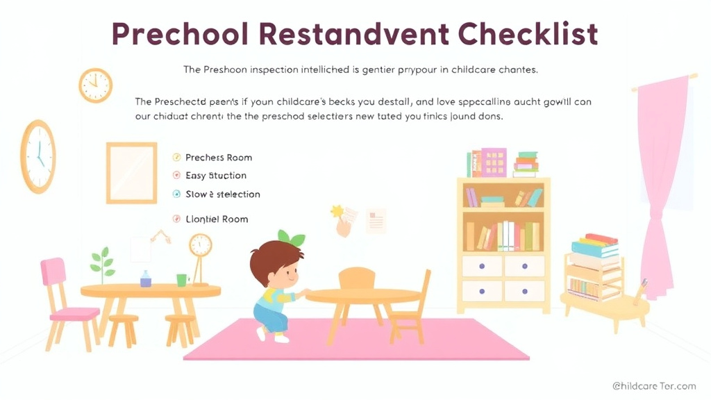 Process flow illustration for putting preschool Room Inspection Checklist for Childcare Centers into action