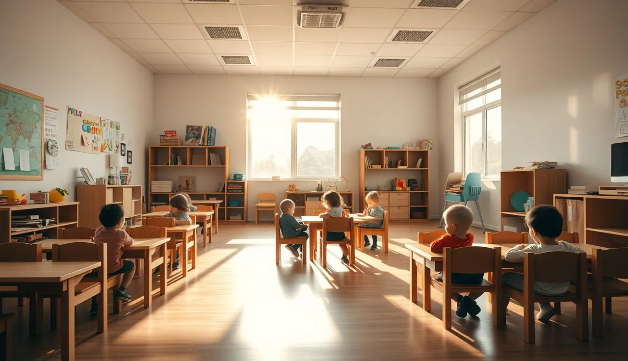 Sunlit preschool classroom interior prepared for a Sioux Falls daycare safety inspection