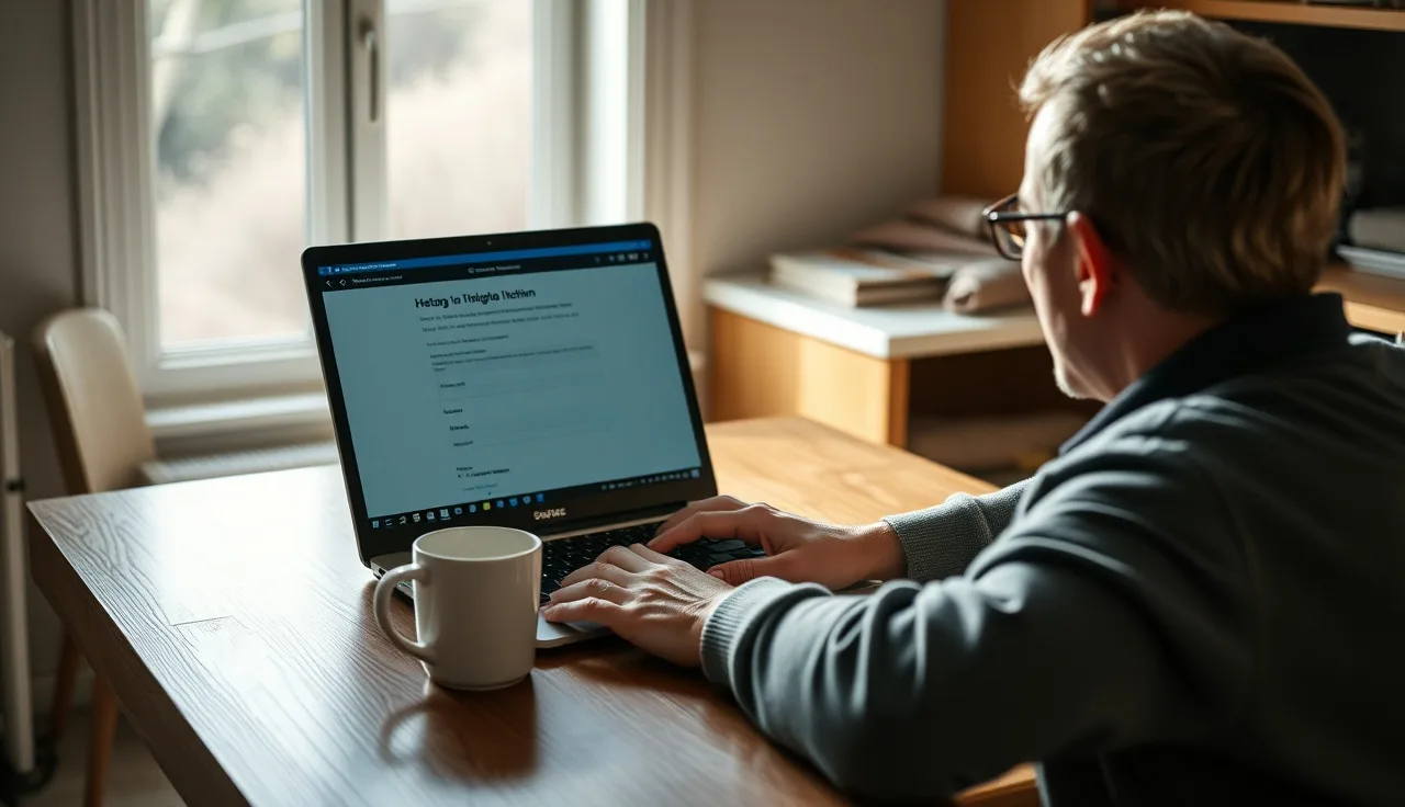 Parent searching a state daycare license database on a laptop at home