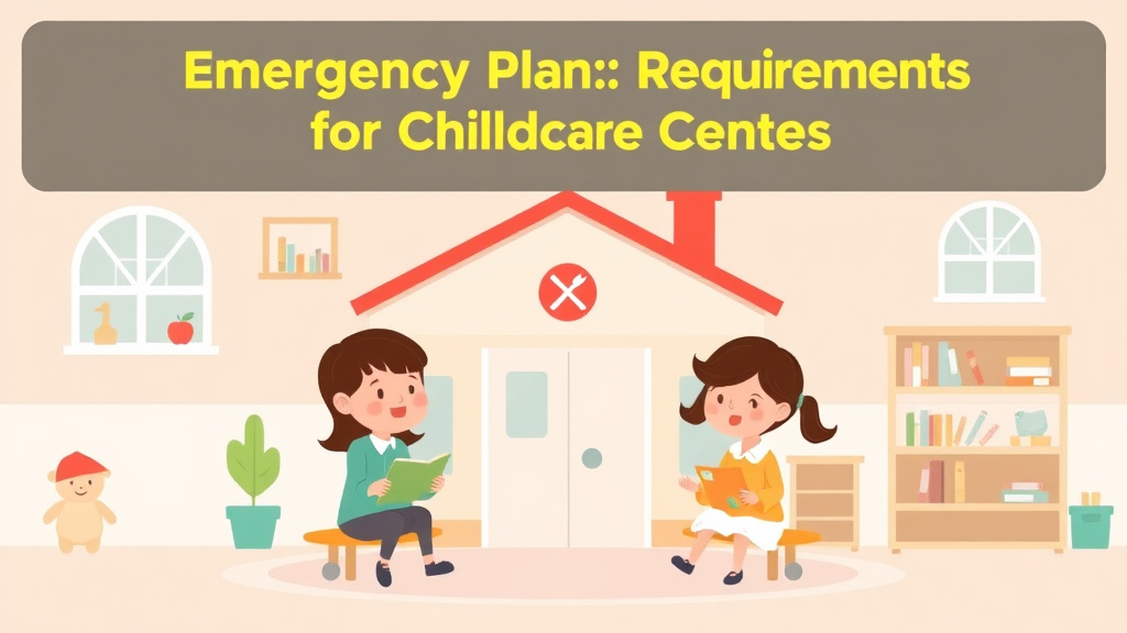Educational graphic covering the essentials of emergency Plan Requirements for Childcare Centers