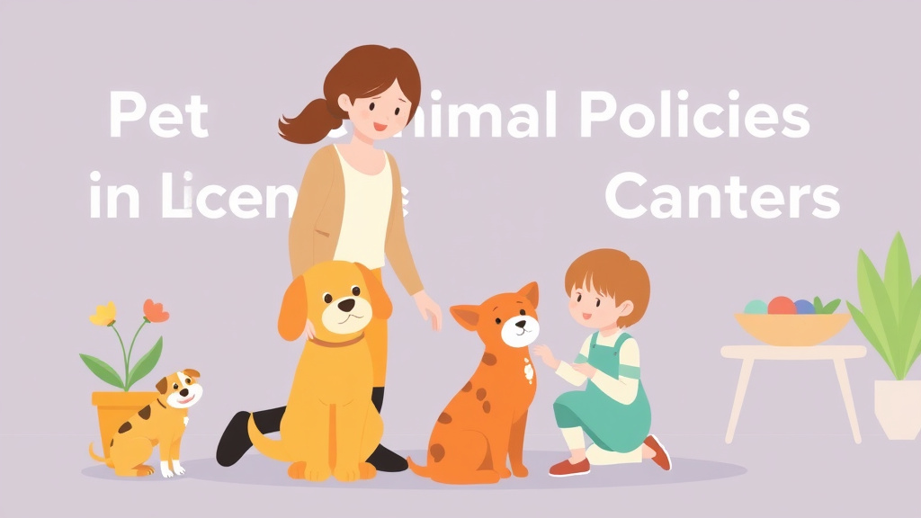 Illustration breaking down the fundamentals of pet and Animal Policies in Licensed Childcare Centers