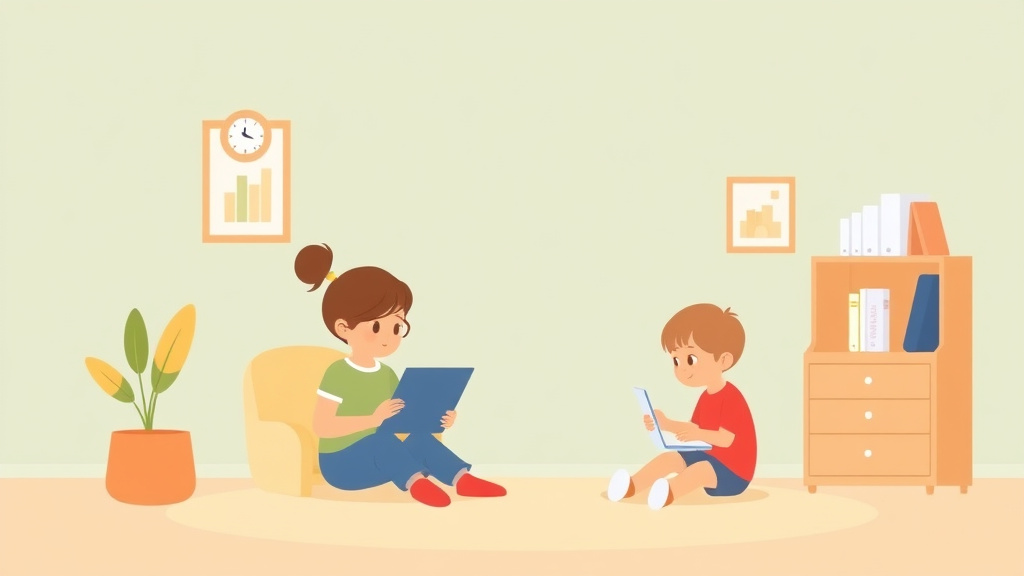 A professional illustration depicting screen Time and Technology Policies in Childcare Licensing