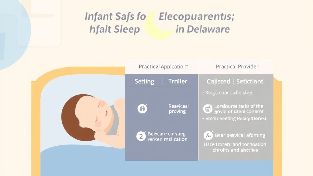 Action-oriented illustration showing how to apply infant Safe Sleep Requirements in Delaware Childcare