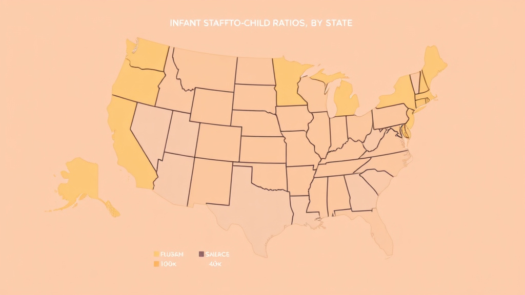 Educational graphic covering the essentials of infant Staff-to-Child Ratios by State