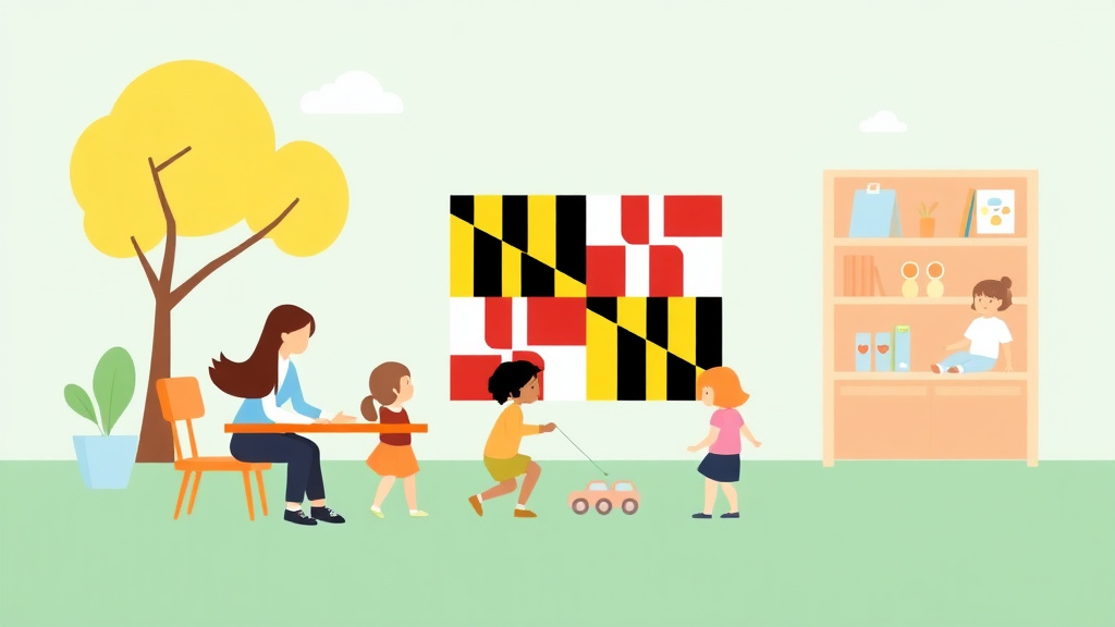 A professional illustration depicting childcare License Renewal in Maryland: Requirements and Deadlines
