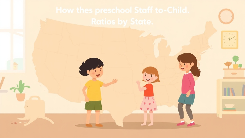 A professional illustration depicting preschool Staff-to-Child Ratios by State