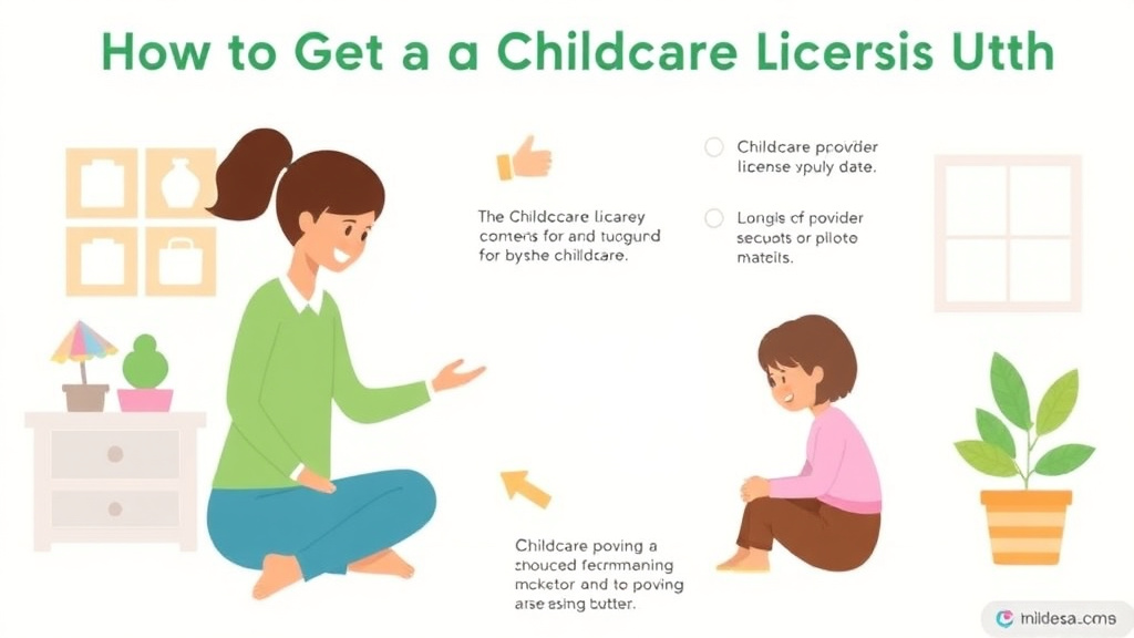 Action-oriented illustration showing how to apply get a Childcare License in Utah