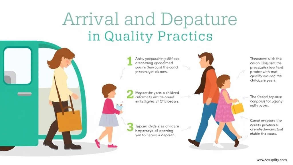 Real-world application diagram for arrival and Departure Quality Practices in Childcare