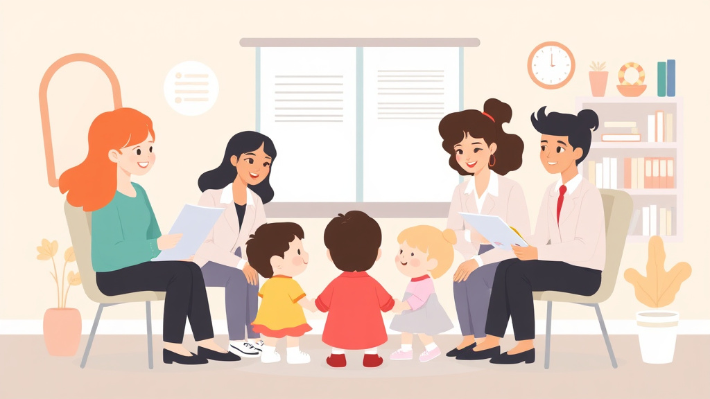 A professional illustration depicting coaching and Mentoring Programs for Childcare Staff