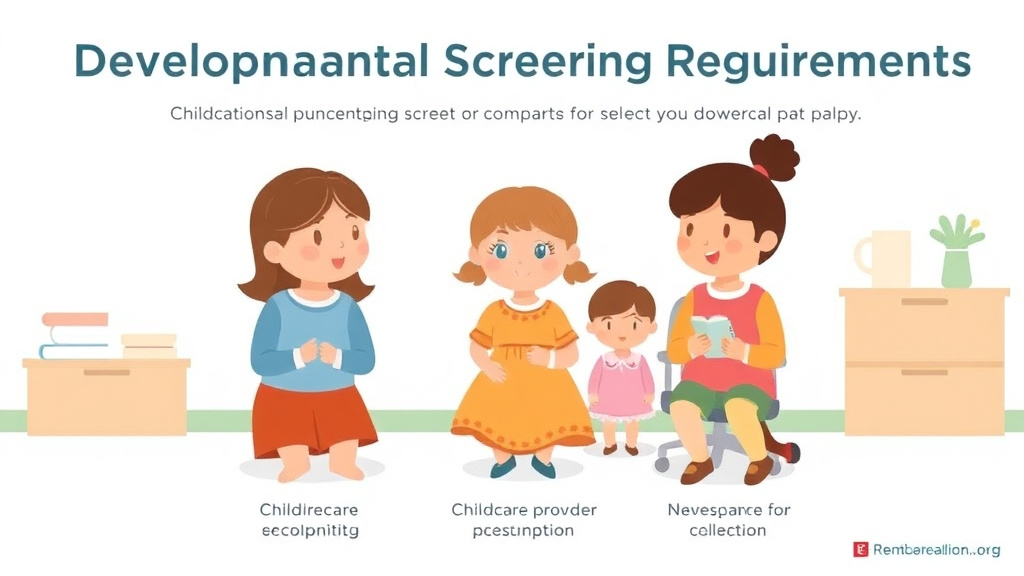 Action-oriented illustration showing how to apply developmental Screening Requirements for Childcare