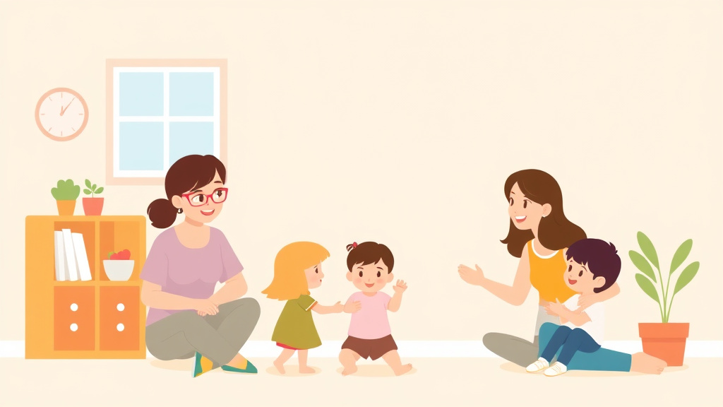 A professional illustration depicting parent Engagement Strategies for Childcare Quality