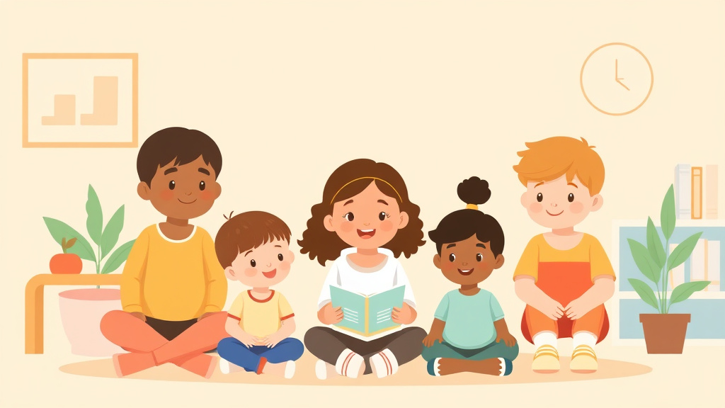 A professional illustration depicting social-Emotional Curriculum for Childcare Programs