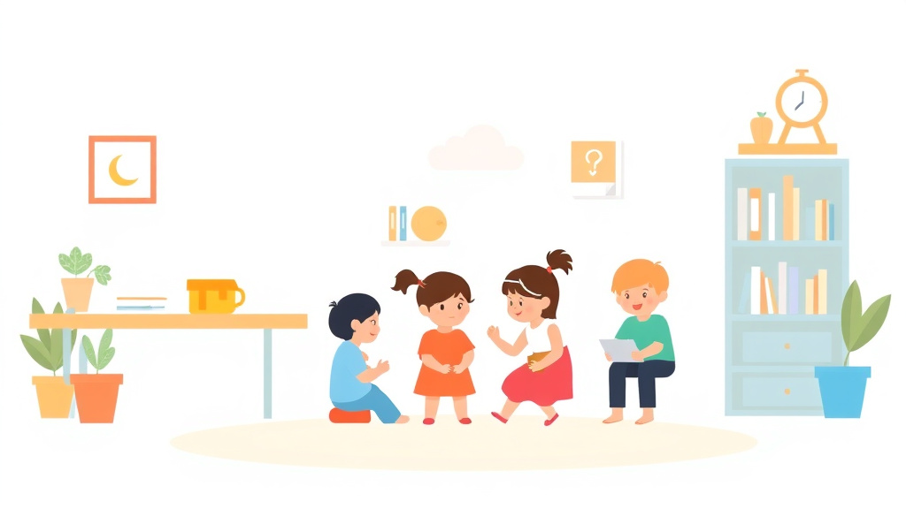 A professional illustration depicting transition Planning in Childcare Programs