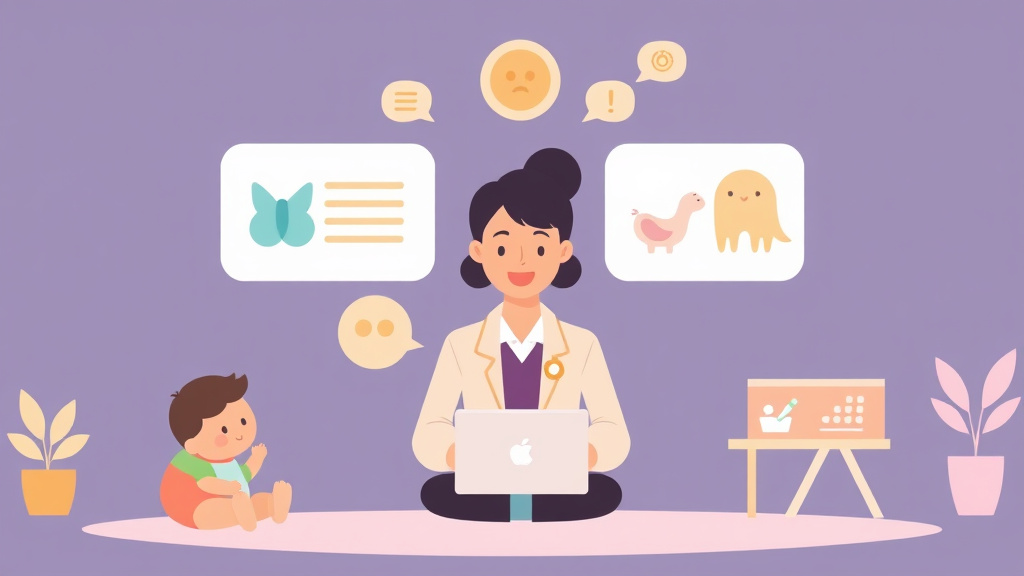 A professional illustration depicting e-Learning Tracking Systems for Childcare Staff