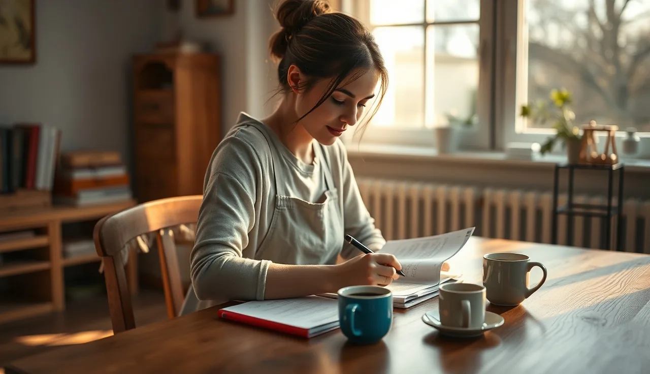 Early childhood educator studying at a table preparing for the CDA credential exam