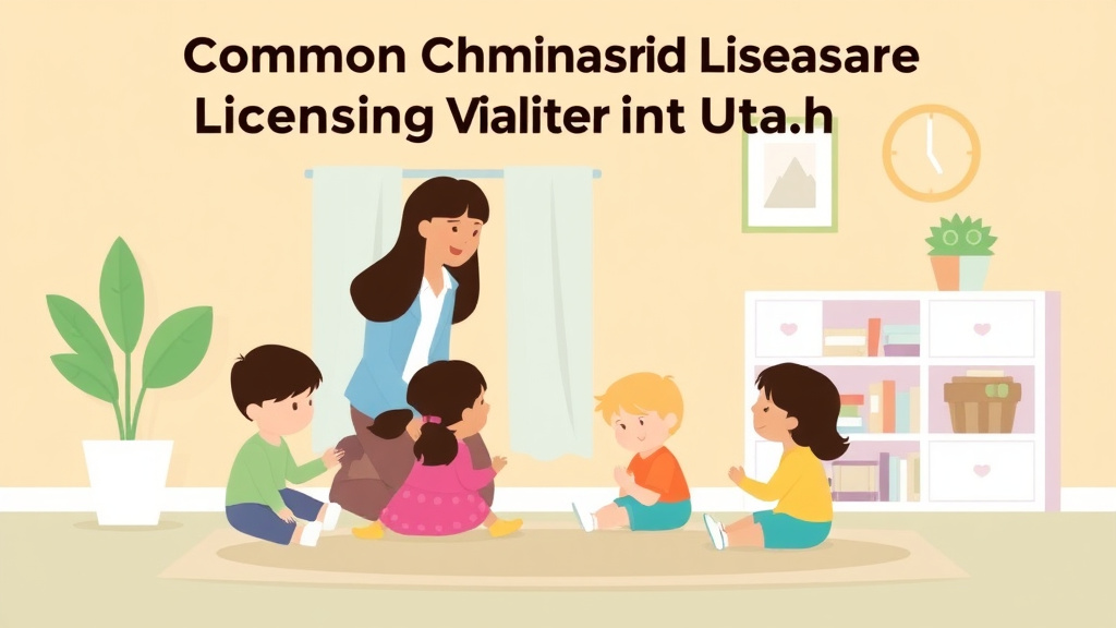 A professional illustration depicting common Childcare Licensing Violations in Utah